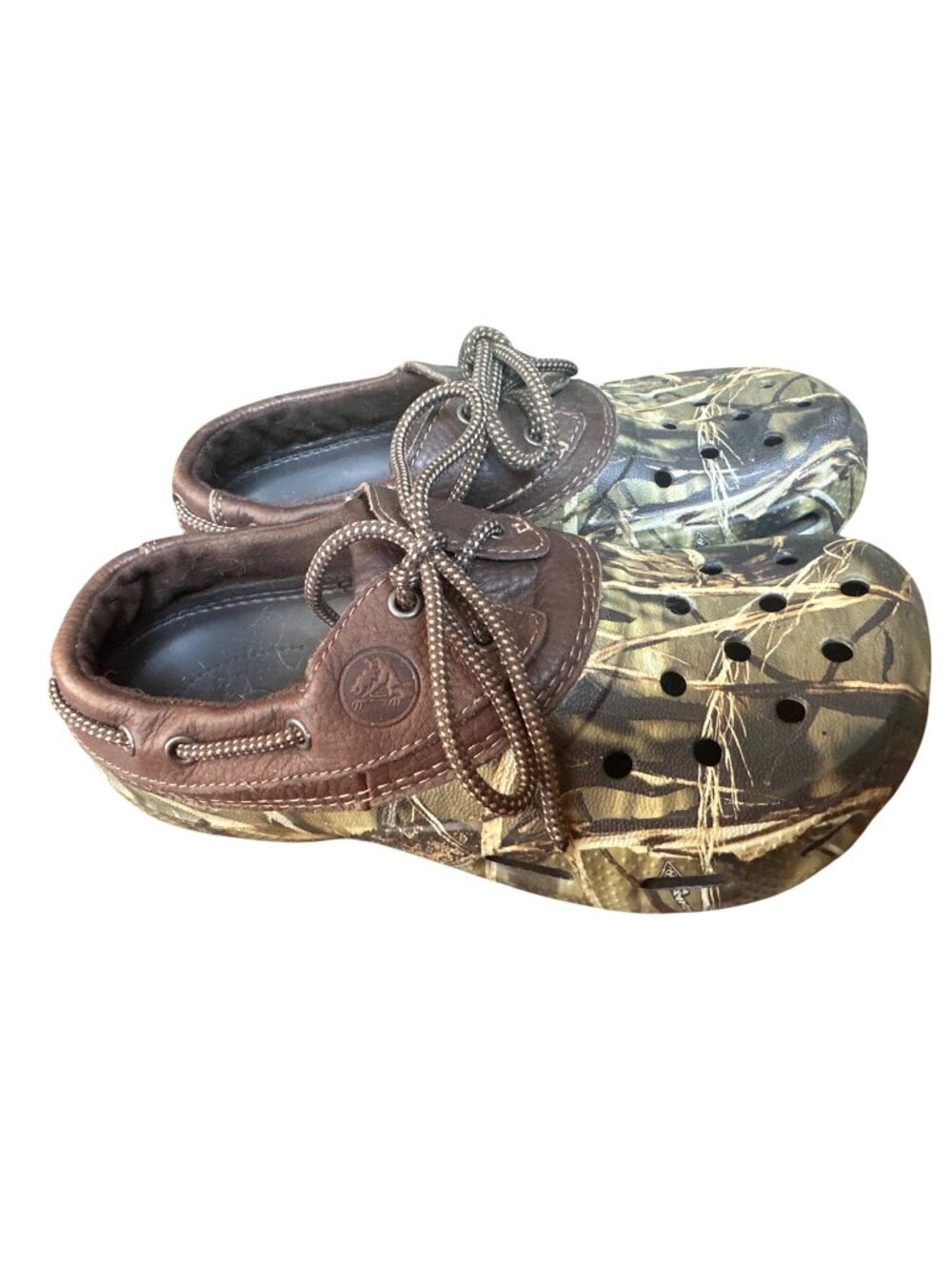 Mens Crocs Camo & Brown Slip-On Shoes M8 W10  Durable Comfortable